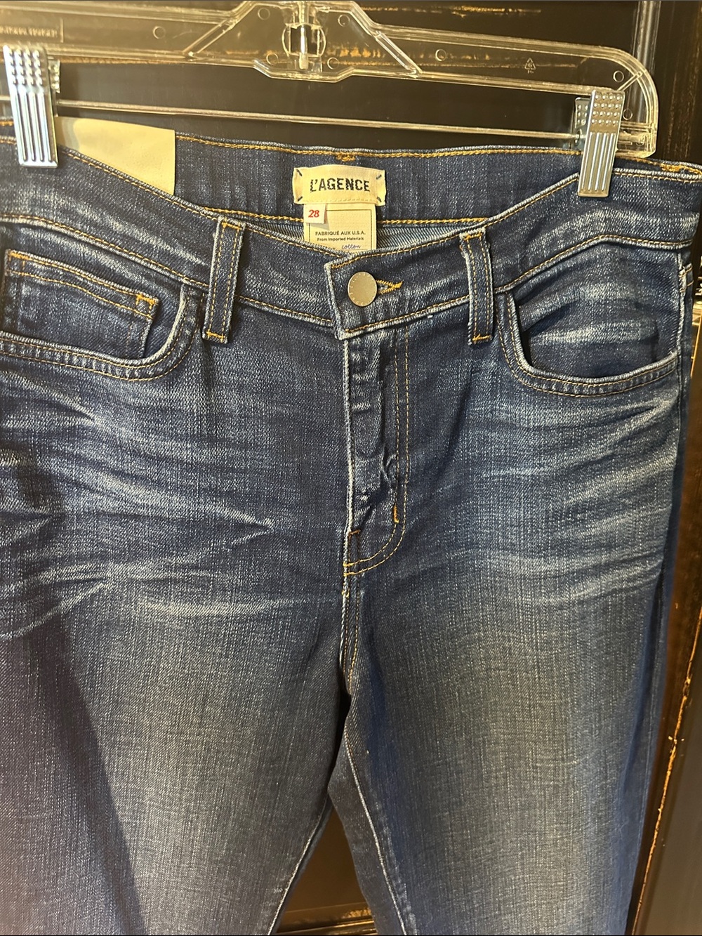 L'AGENCE Dark Wash Blue Women's Jeans French Slim Fit - Picture 2 of 12